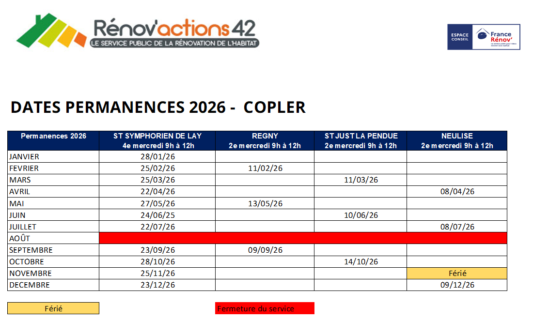 DATES PERMANENCES 2026